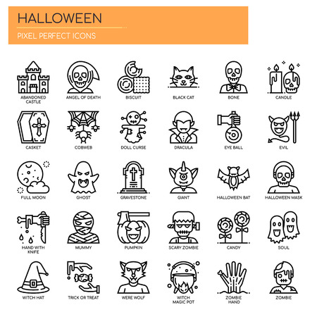 Halloween Elements , Thin Line and Pixel Perfect Iconsのイラスト素材