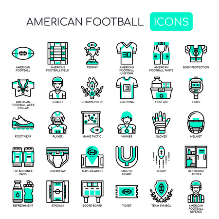 American Football , Thin Line and Pixel Perfect Iconsのイラスト素材