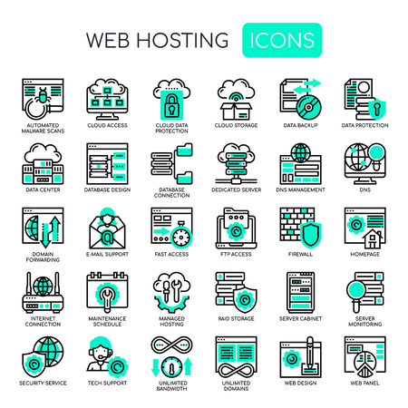 Web Hosting , Thin Line and Pixel Perfect Iconsのイラスト素材