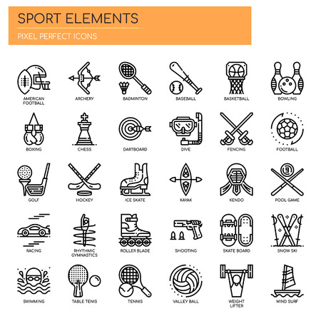 Sport Elements , Thin Line and Pixel Perfect Iconsのイラスト素材