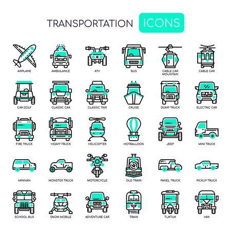 Transportation , Thin Line and Pixel Perfect Iconsのイラスト素材