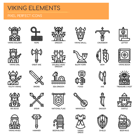 Viking Elements , Thin Line and Pixel Perfect Iconsのイラスト素材