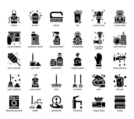Cleaning Elements , Glyph Iconsのイラスト素材