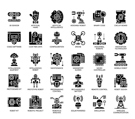 Robotic Engineering , Glyph Iconsのイラスト素材