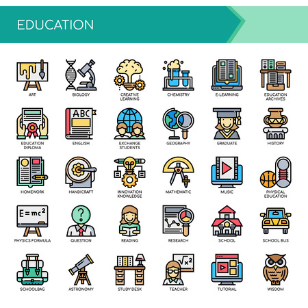Education , Thin Line and Pixel Perfect Iconsのイラスト素材
