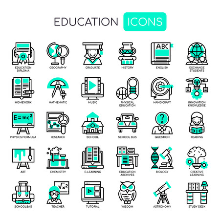Education , Thin Line and Pixel Perfect Iconsのイラスト素材