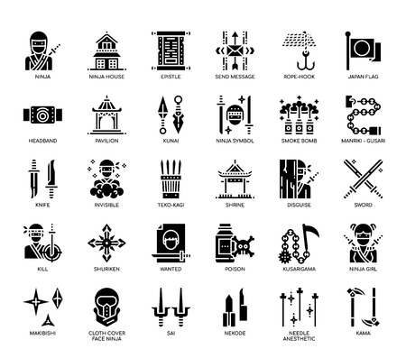 Ninja Elements , Glyph Iconsのイラスト素材