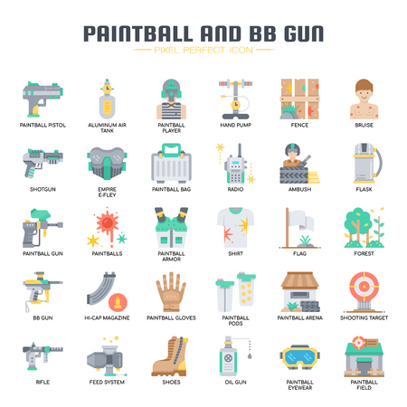 Paintball and BB Gun , Thin Line and Pixel Perfect Iconsのイラスト素材