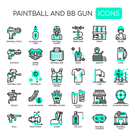 Paintball and BB Gun , Thin Line and Pixel Perfect Iconsのイラスト素材