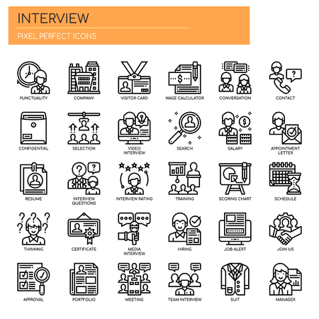 Interview , Thin Line and Pixel Perfect Iconsのイラスト素材