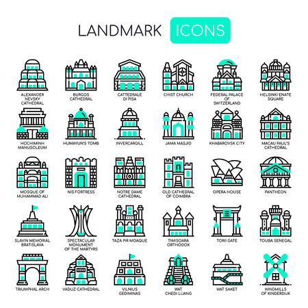 Landmark , Thin Line and Pixel Perfect Iconsのイラスト素材