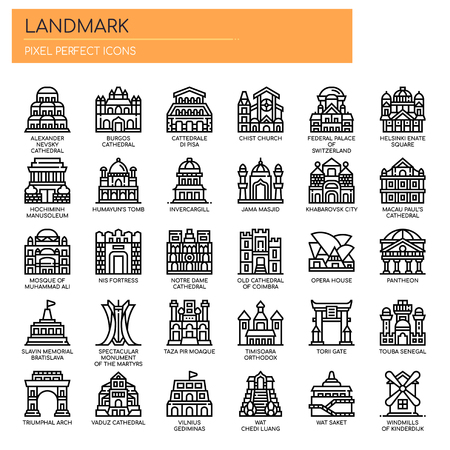 Landmark , Thin Line and Pixel Perfect Iconsのイラスト素材
