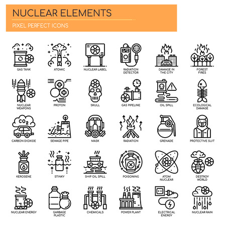 Nuclear Elements , Thin Line and Pixel Perfect Iconsのイラスト素材