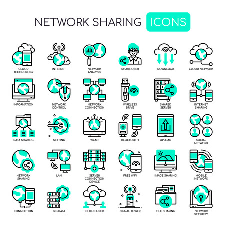 Network Sharing , Thin Line and Pixel Perfect Iconsのイラスト素材
