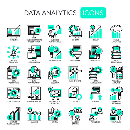 Data Analytics , Thin Line and Pixel Perfect Iconsのイラスト素材