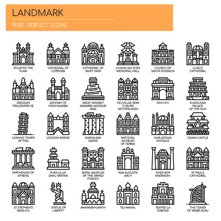 Landmark , Thin Line and Pixel Perfect Iconsのイラスト素材