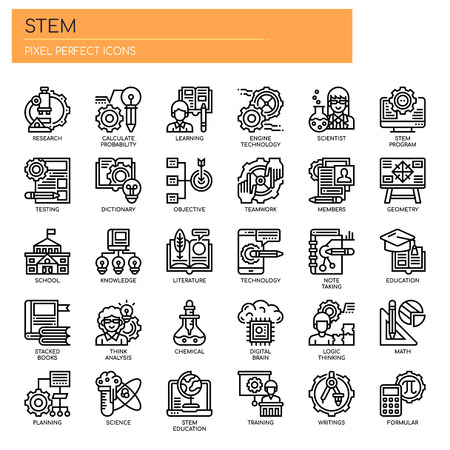 STEM , Thin Line and Pixel Perfect Iconsのイラスト素材