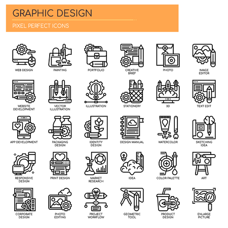 Graphic Design , Thin Line and Pixel Perfect Iconsのイラスト素材