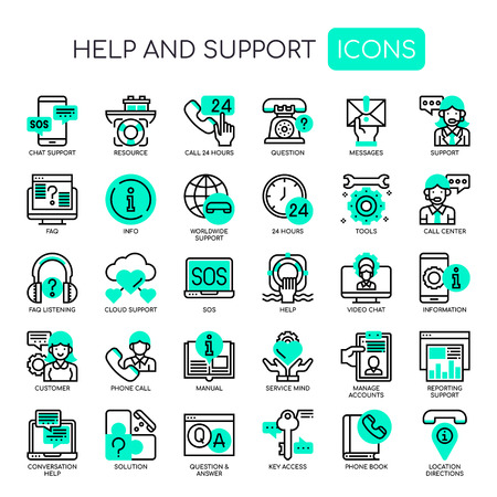 Help and Support , Thin Line and Pixel Perfect Iconsのイラスト素材
