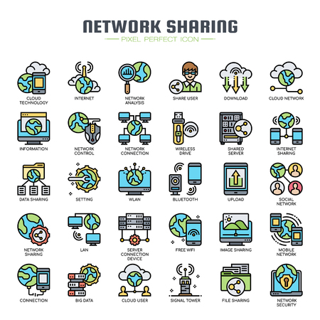 Network Sharing , Thin Line and Pixel Perfect Iconsのイラスト素材