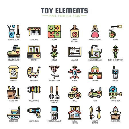 Toy Elements , Thin Line and Pixel Perfect Iconsのイラスト素材