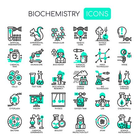 Biochemistry Elements , Thin Line and Pixel Perfect Iconsのイラスト素材