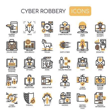 Cyber Robbery , Thin Line and Pixel Perfect Iconsのイラスト素材