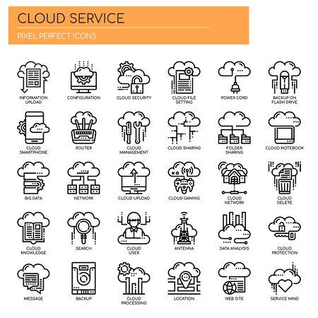 Cloud Service , Thin Line and Pixel Perfect Iconsのイラスト素材