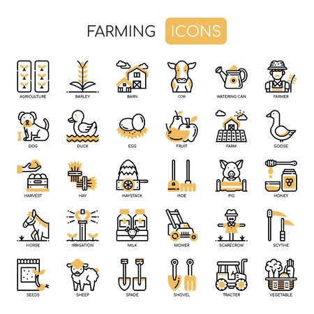 Farming , Thin Line and Pixel Perfect Iconsのイラスト素材