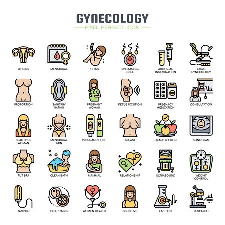 Gynecology , Thin Line and Pixel Perfect Iconsのイラスト素材