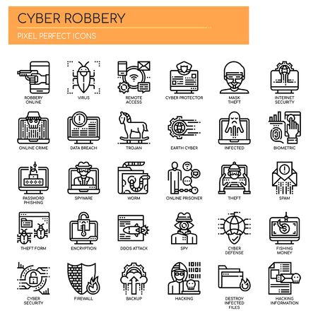 Cyber Robbery , Thin Line and Pixel Perfect Iconsのイラスト素材