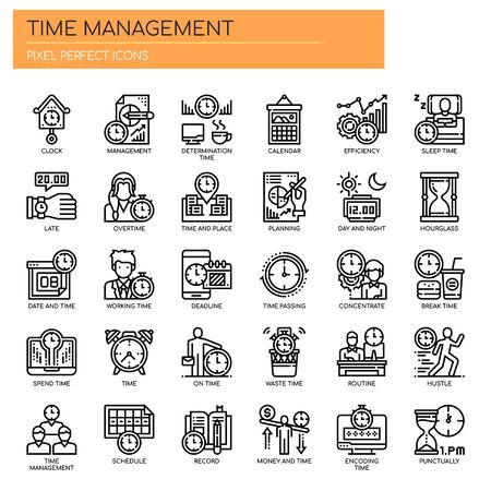 Time Management , Thin Line and Pixel Perfect Iconsのイラスト素材