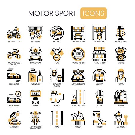 Motor Sport , Thin Line and Pixel Perfect Iconsのイラスト素材