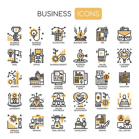 Business Elements , Thin Line and Pixel Perfect Iconsのイラスト素材