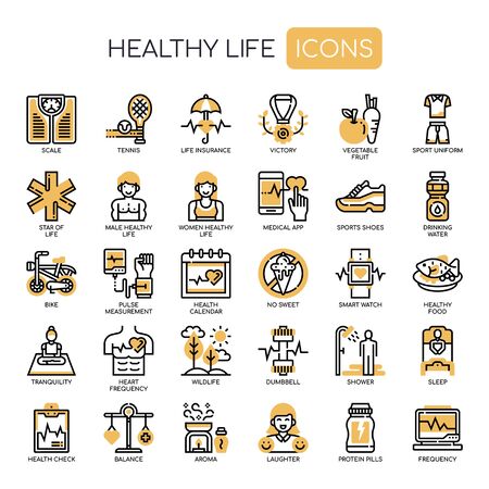 Healthy Life , Thin Line and Pixel Perfect Iconsのイラスト素材