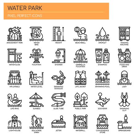 Water Park , Thin Line and Pixel Perfect Iconsのイラスト素材