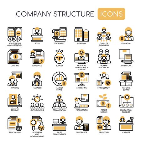 Company Structure , Thin Line and Pixel Perfect Iconsのイラスト素材