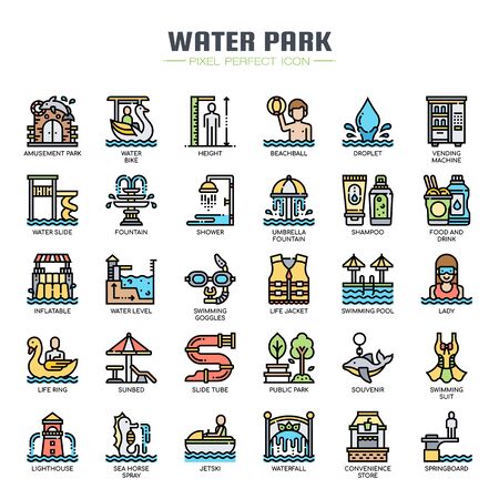 Water Park , Thin Line and Pixel Perfect Iconsのイラスト素材