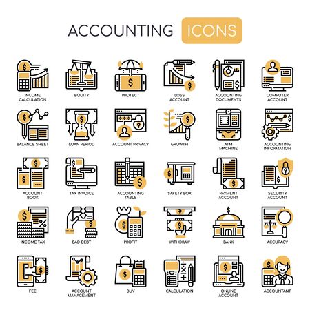 Accounting , Thin Line and Pixel Perfect Iconsのイラスト素材