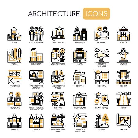 Architecture , Thin Line and Pixel Perfect Iconsのイラスト素材