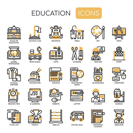 Education , Thin Line and Pixel Perfect Iconsのイラスト素材
