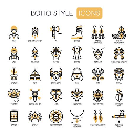 Boho Style , Thin Line and Pixel Perfect Iconsのイラスト素材