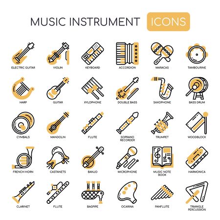 Music Instruments , Thin Line and Pixel Perfect Iconsのイラスト素材