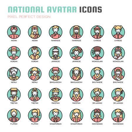 National Avatar , Thin Line and Pixel Perfect Iconsのイラスト素材