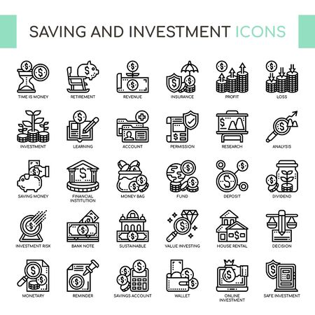 Saving and Investment , Thin Line and Pixel Perfect Iconsのイラスト素材