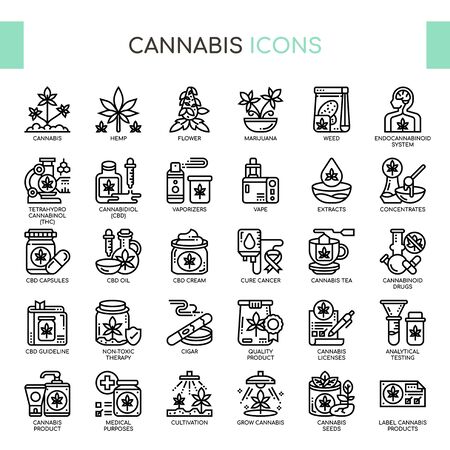Cannabis , Thin Line and Pixel Perfect Iconsのイラスト素材