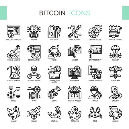 Bitcoin , Thin Line and Pixel Perfect Iconsのイラスト素材