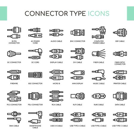 Connector Type , Thin Line and Pixel Perfect Iconsのイラスト素材