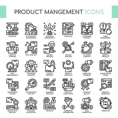 Product mangement , Thin Line and Pixel Perfect Iconsのイラスト素材