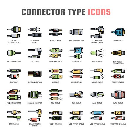 Connector Type , Thin Line and Pixel Perfect Iconsのイラスト素材